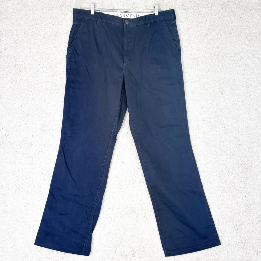 NWT Lands' End Men's Pants 37 Navy Blue Traditional Fit Straight Leg 37X32
